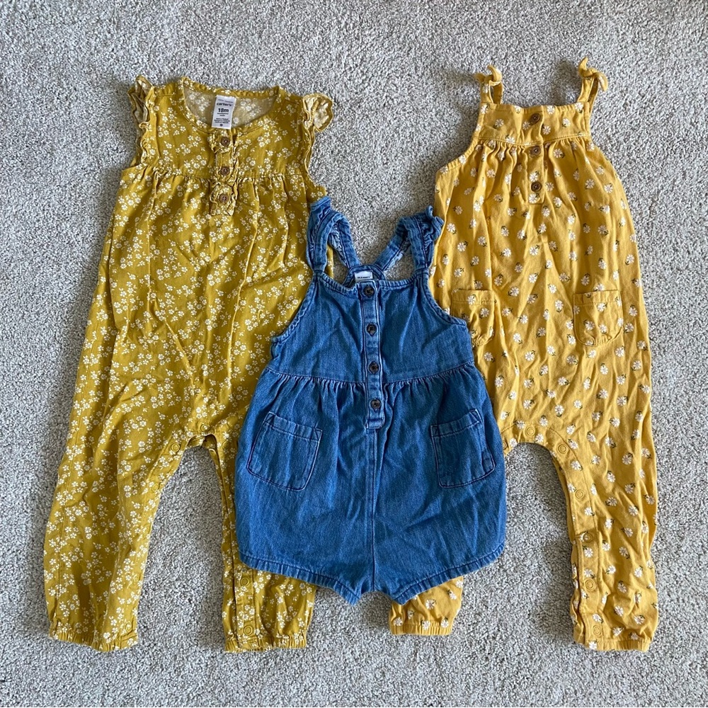 Baby / Toddler Girl Bundle Yellow Floral Print Jumpsuit